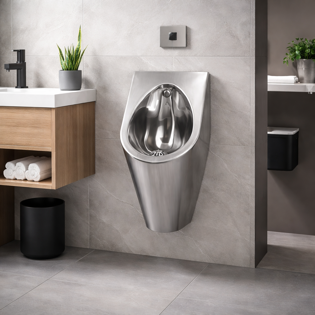 Exposed automatic flush valve for easy maintenance access in public restroom settings