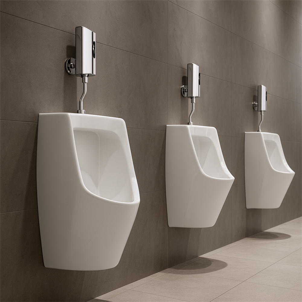 Chrome automatic flush valve for healthcare restroom touchless toilet operation