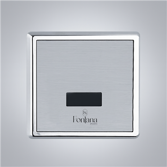 White automatic sensor flush valve product for commercial restroom specification planning