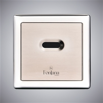 Sensor operated flush valve with clean metal finish for commercial maintenance planning